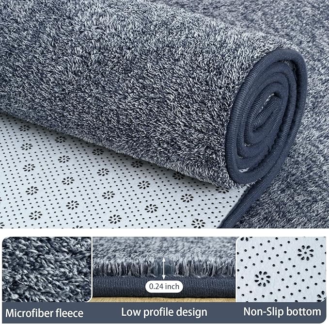 AROGAN Washable 4×6 Bedroom Rug, Modern Area Rugs with Soft Memory Foam for Living Room, Minimalist Non-Slip Indoor Floor Carpet for Dining Room Office Kids Playroom Decor, Navy Blue