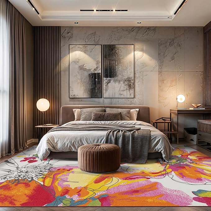 Rugshop Multi Bright Flowers Non Slip Non-Shedding Area Rug for Living Room, Dining Room and Large Spaces, 9' x 12'