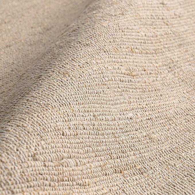 nuLOOM 8 Square Elfriede Jute & Cotton Hand Woven Area Rug, Natural, Solid Rustic Farmhouse Style, Weaved Design, Natural Fiber, For Bedroom, Living Room, Dining Room, Hallway, Office, Entryway