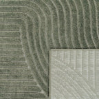 Paco Home Modern Area Rug with Raised Curved Line Pattern – Minimalist Design in Green, Size: 5'3" x 7'7"