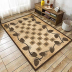 Vintage Plaid Area Rug 3x4ft Rustic Cabin Pine Cone Branches Lattice Pattern Rug Country Lodge Nature Plants Rugs, Soft Floor Rug Non-Skid Carpets for Living Room Farmhouse Indoor Floor Mat