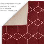Custom Made Runner Rug for Kitchen Foyer Hallway Entry Choose Your Length Size 26 Inch Wide Geometric Lattice Design Red Color (3 feet x 26 inch)