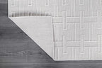 Micro Loop Indoor Rug White 6x9 Boho Geometric Neutral Area Rugs for Living Room Soft Luxury Modern Low and High Pile Durable Stain Resistant Non-Shedding Indoor Area Carpet 6 x 9