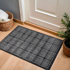 Rugshop Bohemian Stripe Lines Washable Non Slip Area Rug 2' x 4' Black