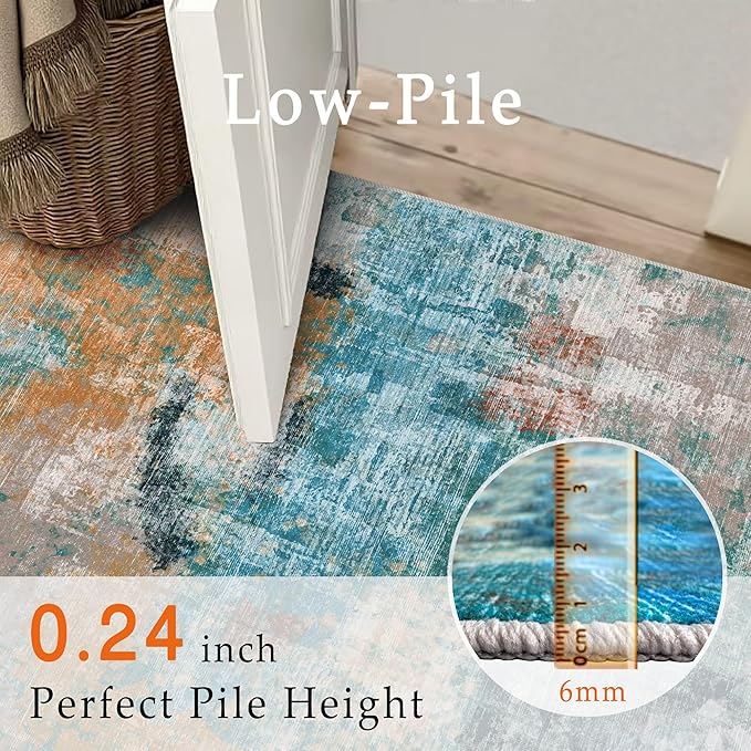vivorug Washable Rug, Ultra Soft Area Rug 8x10, Non Slip Abstract Rug Carpet, Stain Resistant Rugs for Living Room Bedroom, Modern Fluffy Rug (Rosy Clouds, 8'x10')