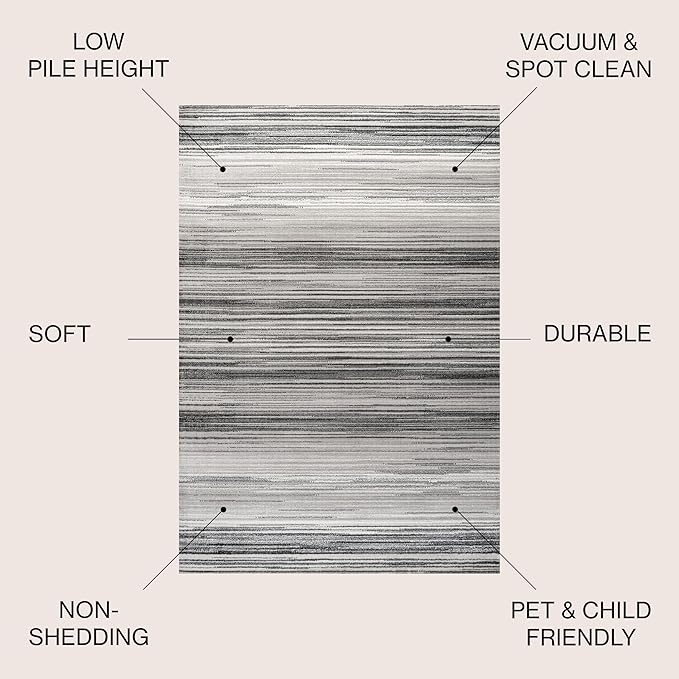 JONATHAN Y Austin Gradient Striped Gray/Black Indoor Area Rug, 3x5, Modern, Contemporary, Easy-Cleaning for Living Room, Bedroom, Kitchen, Pet Friendly, Non-Shedding (LUX103A-3)