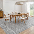 6x9 Area Rugs Living Room: Washable Large Vintage Grey Rug Neutral Non-Slip Soft Stain Resistant Indoor Carpet for Bedroom Nursery Dining Room Under Table Bed Home House Office Playroom