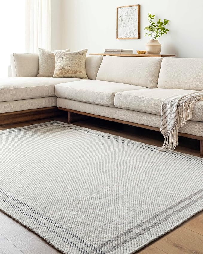 Mark&Day Wool Rugs, 4x6 Janmichael Cottage Light Silver/Charcoal Area Rug, Silver Grey Carpet for Living Room, Bedroom or Kitchen (3'6" x 5'6")
