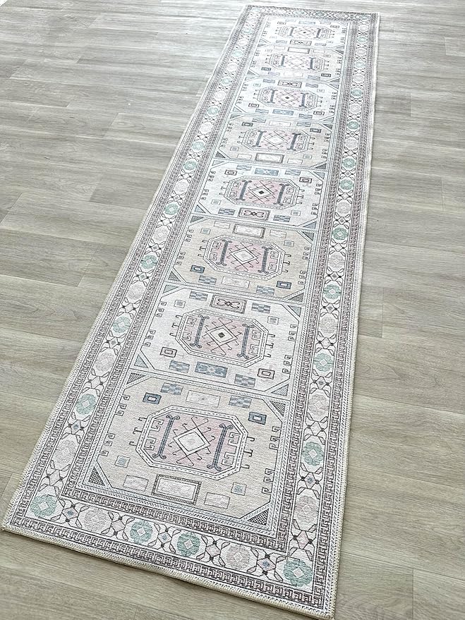 Fame Living Faded Oushak Rug, Turkish Vintage Floral Pastel Large Oversized Area Rugs for Living Room Dining Bedroom Kitchen Bathroom Nursery (848BrCr, 5'9" x 8'9")
