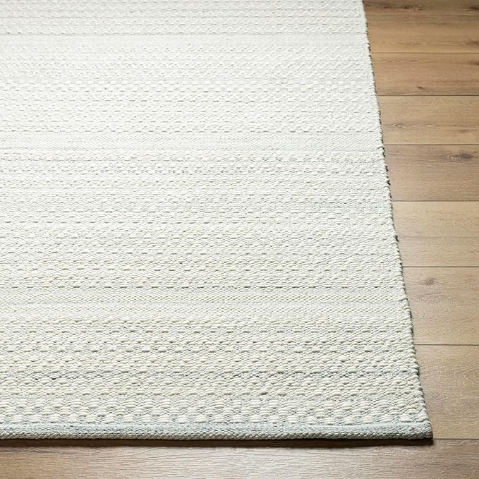 Mark&Day Wool Rugs, 2x8 Precious Solid and Border Cream/Light Slate Runner Area Rug, Cream Grey Carpet for Hallway, Kitchen, Bedroom or Living Room (2'6" x 8' Runner)