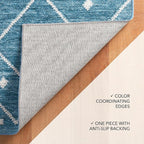 Dash and Albert Kota Machine Washable Area Rug - 3' x 5' Indigo - Diamond Accent Rug - Anti-Slip Backing, Lightweight, Machine Washable, High Traffic Areas Kitchen, Mudroom, Laundry Room