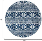 SAFAVIEH Tulum Collection Area Rug - 9' Round, Navy & Ivory, Moroccan Boho Tribal Design, Non-Shedding & Easy to Clean, Ideal for Living Room, Bedroom, Dining Space (TUL272N)