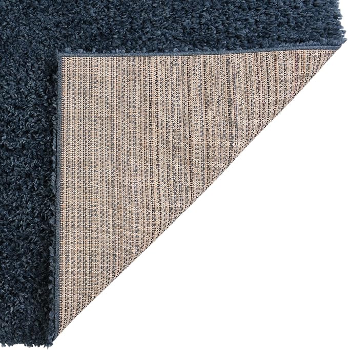 Unique Loom Davos Shag Collection Area Rug - Solid (2' 7" x 16' 5" Runner, Marine Blue)