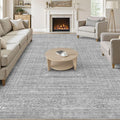 7x9 Area Rug Living Room: Washable Large Vintage Grey Rug Neutral Non-Slip Soft Stain Resistant Indoor Carpet for Bedroom Nursery Dining Room Under Table Bed Home House Office Playroom