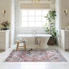 Washable Area Rug. Modern Farmhouse. Vintage. Turkish. Bohemian. Distressed. Oriental. Traditional. Rugs for Living Room. Dining. Bedroom. Office. Entryway. Foyer. (858RM, 7'5" x 9'8")