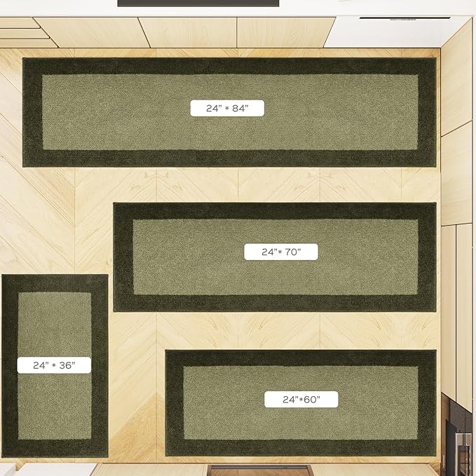 Machine Washable Runner Rug 24" x 70", Non Slip Kitchen Mat for Floor, Absorbent Entryway Rug for Kitchen, Bedroom, Hallway, Bathroom, Door (Roll Packing)