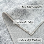 Minimalist Abstract Area Rug for Dining Room Under Table Grey Nursery 5x8 Rug Non Slip Washable Low Pile Floor Covering Carpet for Playroom Bedroom Light Gray