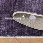 Kokia Abstract Area Rugs 9x12 Bedroom Washable Decor Low Pile Non-Slip Non-Shedding Indoor Carpet Foldable Stain Resistant Floor Mat Living Room Dining Room, Purple Rug, Oslo Dusty