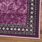 Antep Rugs Alfombras Modern Bordered 2x10 Non-Skid (Non-Slip) Low Profile Pile Rubber Backing Indoor Area Runner Rugs (Purple, 2' x 10')