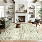 Valenrug Washable Rug 8x10 - Stain Resistant 8x10 Area Rugs for Living Room, Non Slip Backing Printed Rugs for Bedroom, Folable Machine Washable Area Rug(Green,8'x10')