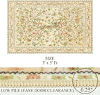 3x5 Area Rug Washable, Non-Slip Small Rug Carpet, Floral Boho Low Pile Soft Throw Rugs for Entryway, Bedroom, Kids Room, Dorm, Office, Nursery, Vintage Home Decor（Beige）