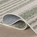 Dash & Albert Xaren Green Machine Washable Rug, 3 X 5 Feet, Green/Grey Stripe Pattern