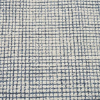 Hand-Tufted 100% Wool Pile Area Rug – Geometric Textured Grid Check Pattern – Thick and Durable Floor Carpet for Bedroom, Living Room, Kids Room, and Dining Area (Indigo Blue, 8' x 10')