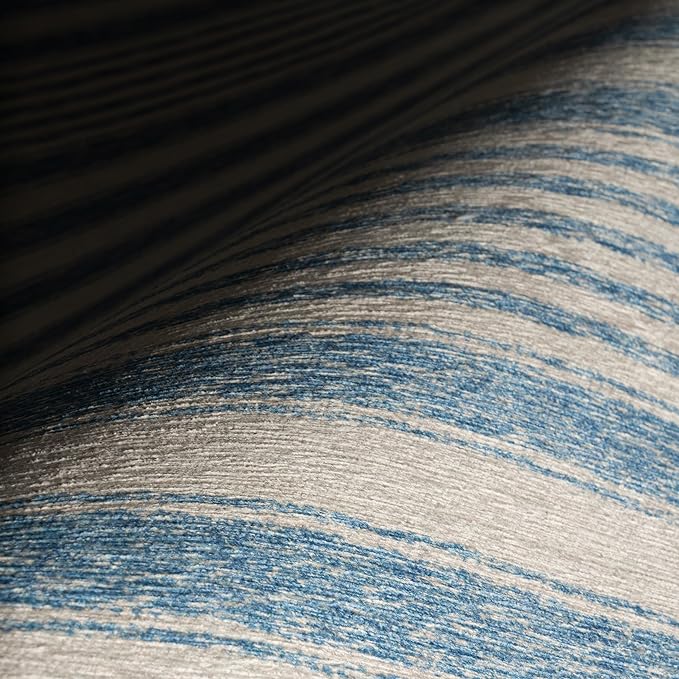 Dash & Albert Vion Blue Machine Washable Rug, 5 X 8 Feet, Blue/Grey Stripe Pattern