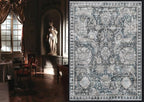 RUGSURE Washable Area Rugs - Perfect for Living Room, Bedroom, Kids Room, Nursery - Stain & Water Resistant Non-Slip, Pet & Child Friendly, Vintage Tribal Area Rugs (Grey and Blue, 4' x 6')