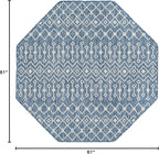 Unique Loom Outdoor Trellis Collection Area Rug - Tribal Trellis (5' 1" Octagon, Blue/ Ivory)