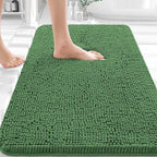 OLANLY Bathroom Rugs 36x24, Extra Soft Absorbent Chenille Bath Rugs, Rubber Backing Quick Dry, Machine Washable Bath Mats for Bathroom Floor, Tub and Shower, Home Decor Accessories, Olive Green