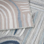 CAMILSON Indoor Outdoor Rug, Blue 10x14 Geometric Arch Striped Large Area Rugs for Patio and Home Areas, Easy-Cleaning Non-Shedding Living Room, Garden and Deck Washable Outside Carpet (10 x 14)