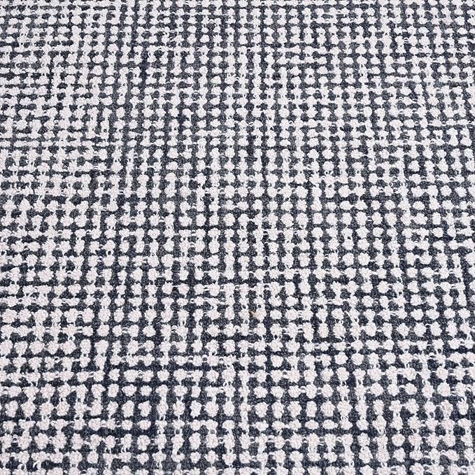 Hand-Tufted 100% Wool Pile Area Rug – Geometric Textured Grid Check Pattern – Thick and Durable Floor Carpet for Bedroom, Living Room, Kids Room, and Dining Area (Charcoal Gray, 10' x 10')