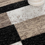 Superior Indoor Area Rug, Jute Backed, Modern Geometric Patchwork Floor Decor for Bedroom, Office, Living Room, Entryway, Kitchen, Hardwood Floors, Rockwood Collection, 6' x 9', Ivory-Beige