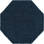 Unique Loom Solid Shag Collection Area Rug (6' 1" Octagon, Sapphire Blue/ Navy Blue)