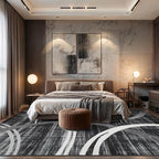Rugshop Modern Wavy Circles Design Area Rug, Non-Shedding Carpet for Living Room, Large Bedroom, or Dining Room,Grand Room,Open Spaces Black, 8'8" x 12'