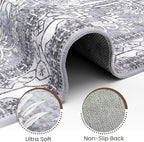 Washable Entryway Rug 3x5 | Non Slip Rug Runners for Hallways, Entryways, Kitchens, Bathrooms, Bedrooms | Ultra-Soft Flannel Carpet Kitchen Rug with Rubber Backing (Frosted Graphite, 3x5)