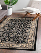 Rugs.com Yasmin Collection Rug – 8' x 10' Black Medium Rug Perfect for Living Rooms, Large Dining Rooms, Open Floorplans