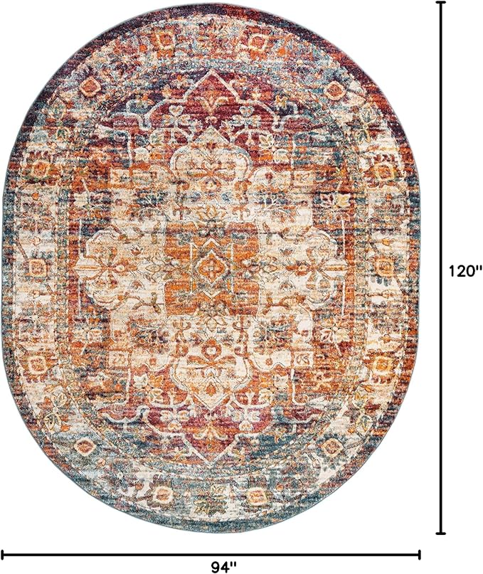 Unique Loom Isabella Collection Area Rug - Adjani (7' 10" x 10' Oval, Multi/ Beige)