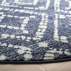 SAFAVIEH Adirondack Collection 3' Round Navy/Ivory ADR131N Diamond Distressed Non-Shedding Living Room Bedroom Area Rug