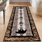 Unique Wildlife Runner Rug, 2x8ft, Bear Border Design Area Rug, Rustic Log Cabin Runner for Entryway, Rubber Backing Durable Floor Rug, Vintage Western Decoration, Fade-Resistant Print Carpet