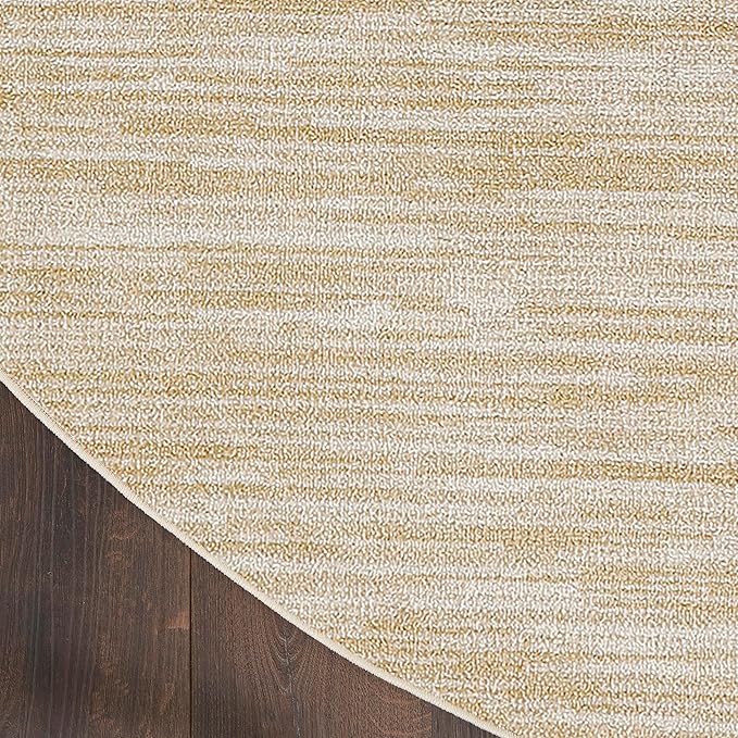 Nourison Home Nourison Essentials Ivory Gold 4' x Round Area Rug - Easy Clean, Non Shedding, Bed Room, Living Room, Dining Room, Kitchen (4' x Round)