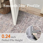 2x8 Purple Area Rug Runners for Hallways Washable Vintage Distressed Carpet Low Pile Non Slip Indoor Retro Soft Long Accent Rug Bedroom Kitchen Bathroom Laundry Dining Living Room