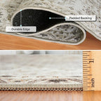 ReaLife Rugs Machine Washable Area Rug - Living Room Bedroom Bathroom Kitchen Entryway Office - Padded Crease Free Stain Resistant Premium - Boho Farmhouse Vintage- Joy- Beige Ivory - 2'x 3'