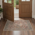 Bavni Washable Rug 2x4, Non Slip Small Runner for Entryway, Kitchen or Bathroom, Vintage Print Thin Low Pile Indoor Carpet, Brick