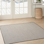 Nourison Home Courtyard Ivory Charcoal 4' x Square Area Rug - Easy Clean, Non Shedding, Bed Room, Living Room, Dining Room, Kitchen (4' x Square)