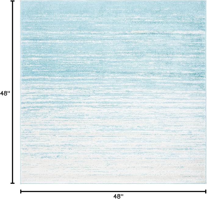 SAFAVIEH Adirondack Collection Area Rug - 4' Square, Aqua & Ivory, Modern Ombre Design, Non Shedding & Easy to Clean, Ideal for Living Room, Bedroom, Office, Dining Space (ADR113J)