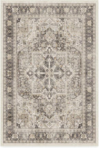 RUGGABLE Washable Vintage Area Rug – Kamran Hazel 4x6, Stain-Resistant, Non-Slip – Medium Machine Washable Rugs for Living Room, Bedroom, Hallway, Entryway & Office–with Standard Pad