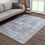 Bloom Rugs Washable 4' x 6' Rug - Slate Gray/Blue Traditional Area Rug for Living Room, Bedroom, Dining Room, and Kitchen - Exact Size: 4' x 6'