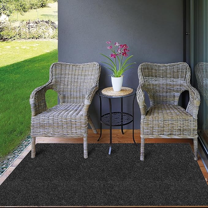 Ottomanson Commercial Scrape Rib Entry Mat – Heavy Duty Ribbed Floor Mat for High Traffic – Non Slip Rubber Back, Waterproof – Indoor Outdoor Use for Offices, Schools, Lobbies, 2' x 20', Black